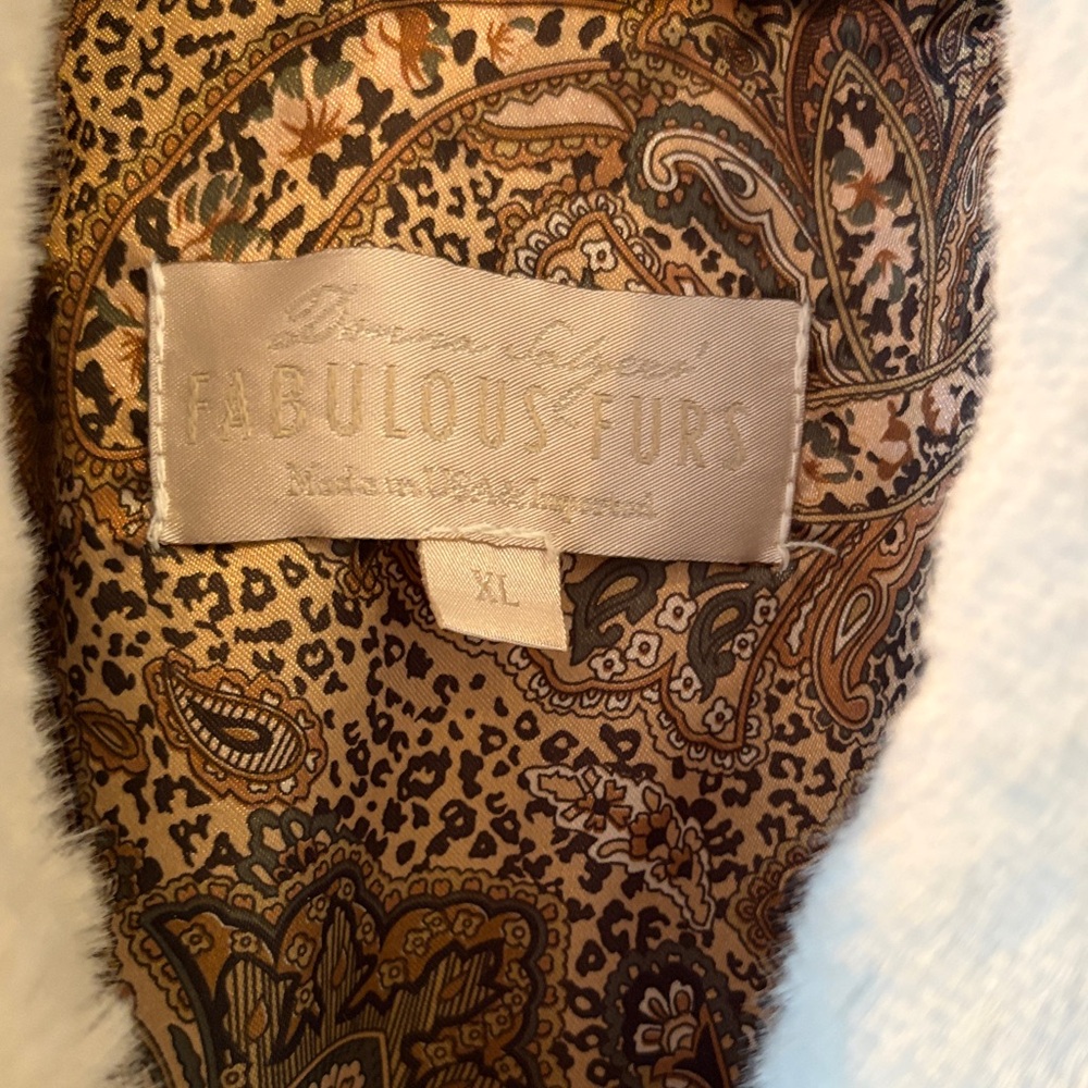 Fabulous Furs White Coat with Brown Paisley Lining